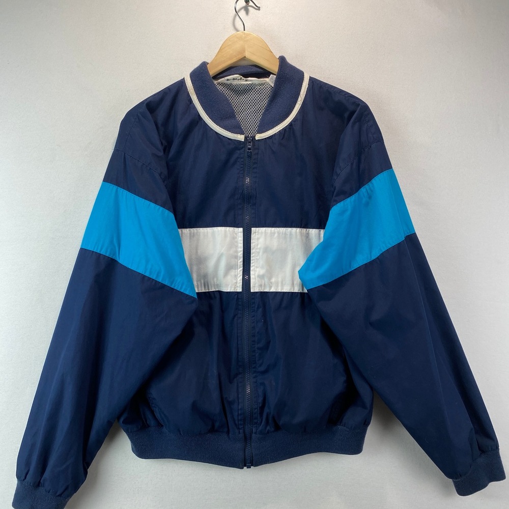 VTG Christian Dior Monsieur Colorblock Windbreaker Mens L Navy Blue Sport Jacket